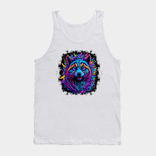 Neon Mirth: Raccoon's Psychedelic Portrait Tank Top